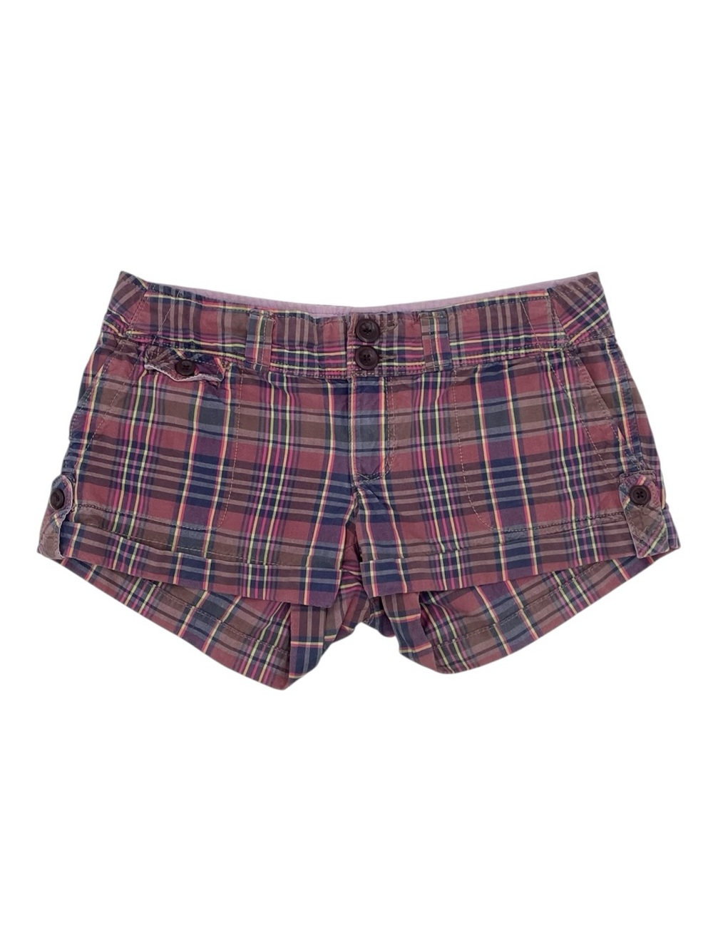 Vintage Y2K American Eagle Low Rise Plaid Shorts Size 4 Cotton Preppy Micro Mini